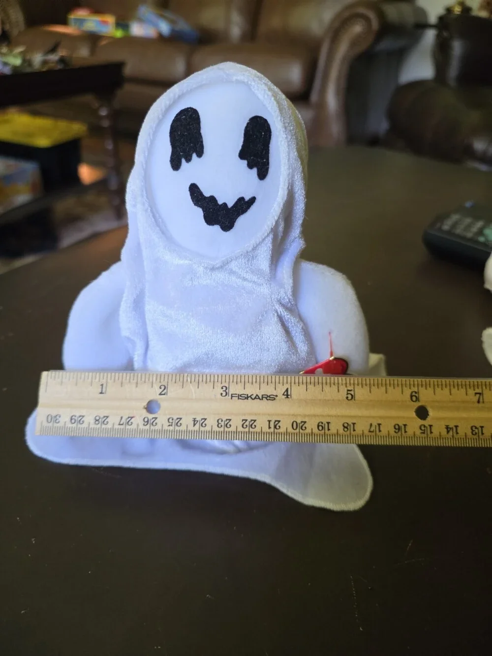 Ty Beanie Babies Sheets The Ghost Plush Doll White Halloween Monster 6